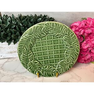 Bordallo Pinheiro Leaf Service plate vintage Portugal ceramic dish